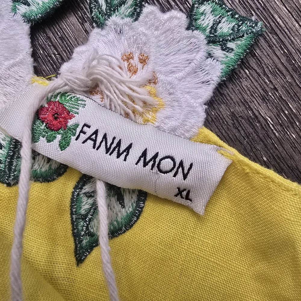 Fanm Mon Citron White Full Bloom Rose Embroidered Size XL - Picture 9 of 16